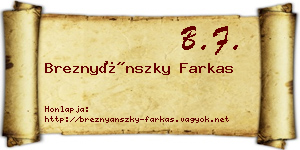 Breznyánszky Farkas névjegykártya